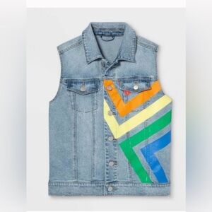 Target Pride Rainbow Denim Vest Gender Inclusive Unisex Size XS